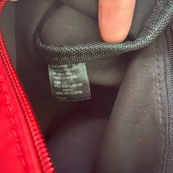 Hanna Grace red backpack bag with compartments top handle and bottom studs - Picture 10 of 10